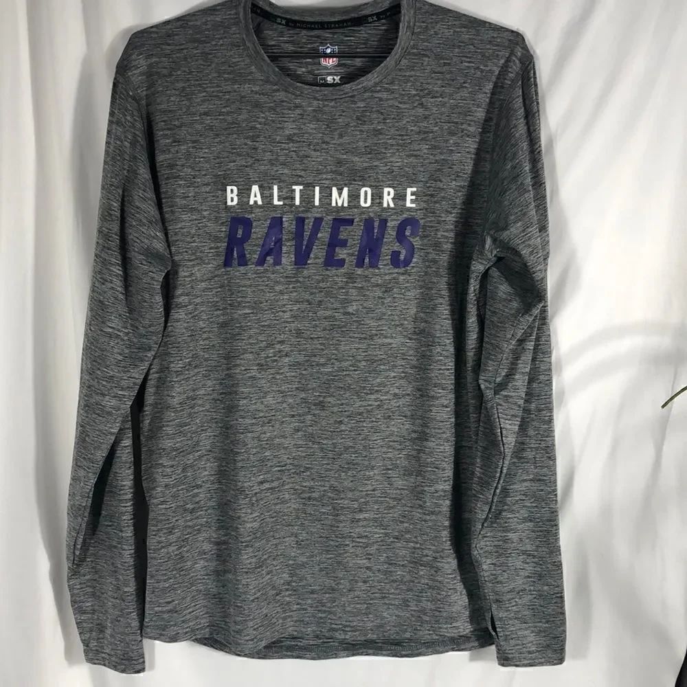 NFL MSX by Michael Strahan Heathered Gray Ravens Performance Long Sleeve Tee